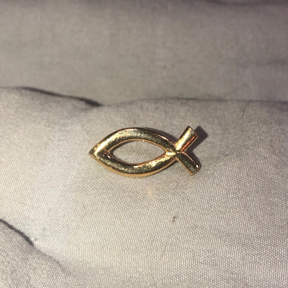 Gold Spiritual FISH Tie tack GOD FAITH LOVE - Picture 6 of 7